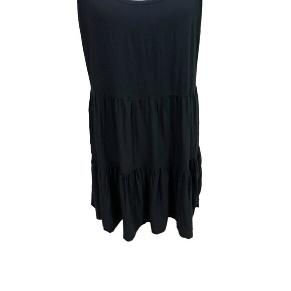 Mudd Women's L Large Spaghetti Strap Top Tiered Lace up Back Flowy Black - Picture 3 of 7